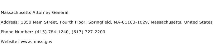 Massachusetts Attorney General Address Contact Number