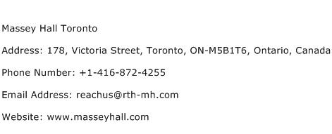 Massey Hall Toronto Address Contact Number