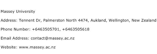 Massey University Address Contact Number