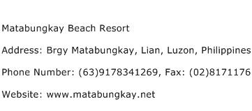 Matabungkay Beach Resort Address Contact Number