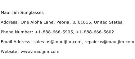 Maui Jim Sunglasses Address Contact Number