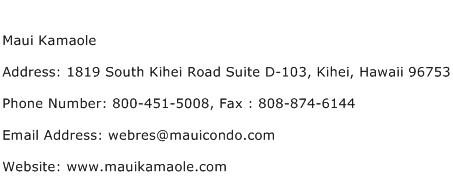 Maui Kamaole Address Contact Number