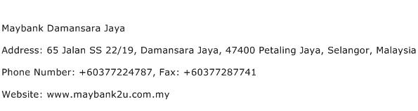 Maybank Damansara Jaya Address Contact Number