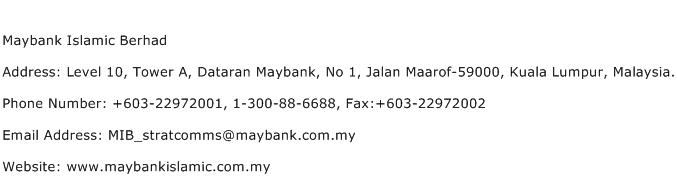 Maybank Islamic Berhad Address Contact Number