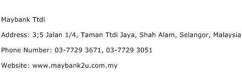 Maybank Ttdi Address Contact Number