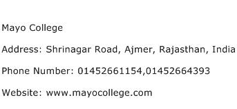 Mayo College Address Contact Number