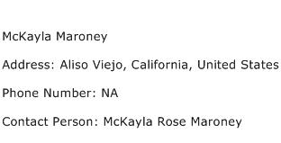 McKayla Maroney Address Contact Number