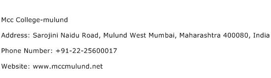 Mcc College mulund Address Contact Number