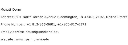 Mcnutt Dorm Address Contact Number