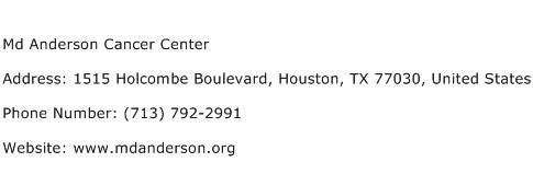 Md Anderson Cancer Center Address Contact Number