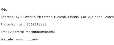 Mdc Address Contact Number