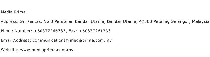 Media Prima Address Contact Number