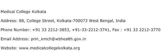 Medical College Kolkata Address Contact Number