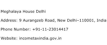 Meghalaya House Delhi Address Contact Number