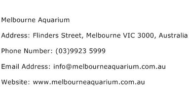 Melbourne Aquarium Address Contact Number