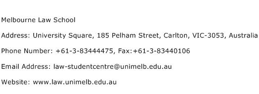 Melbourne Law School Address Contact Number