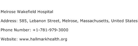 Melrose Wakefield Hospital Address Contact Number