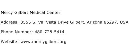 Mercy Gilbert Medical Center Address Contact Number