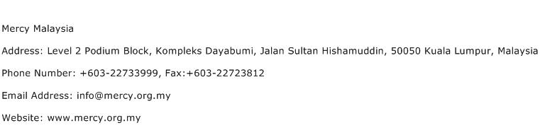 Mercy Malaysia Address Contact Number