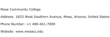 Mesa Community College Address Contact Number