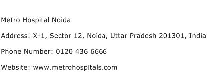Metro Hospital Noida Address Contact Number