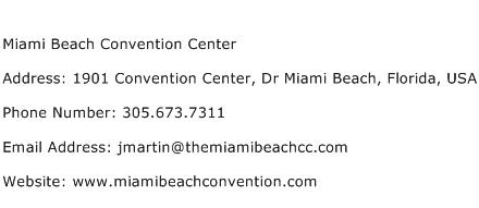Miami Beach Convention Center Address Contact Number