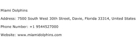 Miami Dolphins Address Contact Number