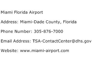 Miami Florida Airport Address Contact Number