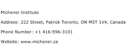 Michener Institute Address Contact Number