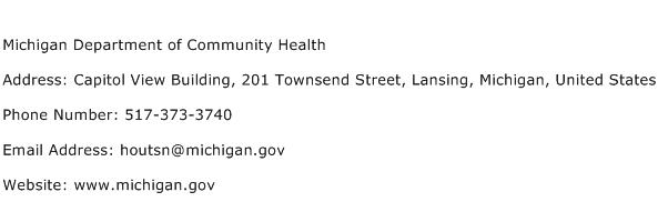 Michigan Department of Community Health Address Contact Number