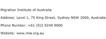 Migration Institute of Australia Address Contact Number