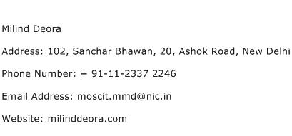 Milind Deora Address Contact Number