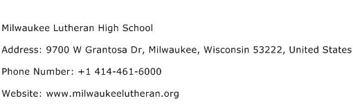 Milwaukee Lutheran High School Address Contact Number