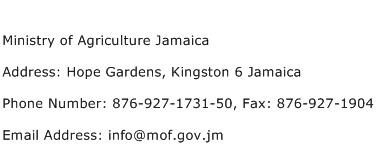 Ministry of Agriculture Jamaica Address Contact Number