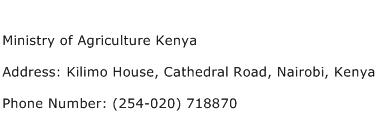 Ministry of Agriculture Kenya Address Contact Number