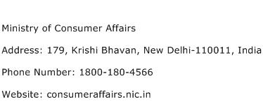 Ministry of Consumer Affairs Address Contact Number