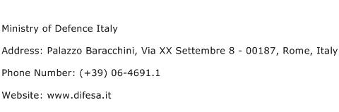 Ministry of Defence Italy Address Contact Number