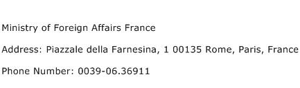 Ministry of Foreign Affairs France Address Contact Number