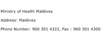 Ministry of Health Maldives Address Contact Number