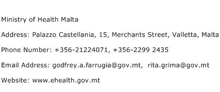 Ministry of Health Malta Address Contact Number
