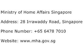 Ministry of Home Affairs Singapore Address Contact Number