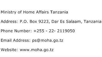 Ministry of Home Affairs Tanzania Address Contact Number