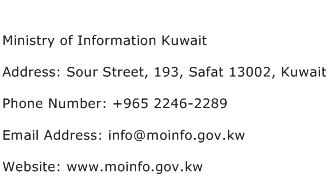 Ministry of Information Kuwait Address Contact Number