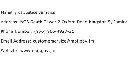 Ministry of Justice Jamaica Address Contact Number