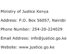 Ministry of Justice Kenya Address Contact Number