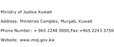 Ministry of Justice Kuwait Address Contact Number