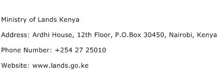 Ministry of Lands Kenya Address Contact Number