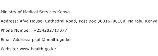 Ministry of Medical Services Kenya Address Contact Number
