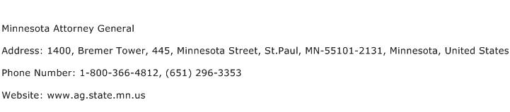 Minnesota Attorney General Address Contact Number