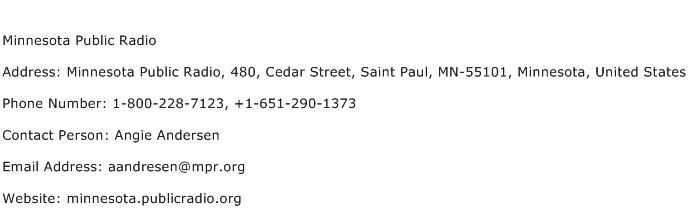 Minnesota Public Radio Address Contact Number